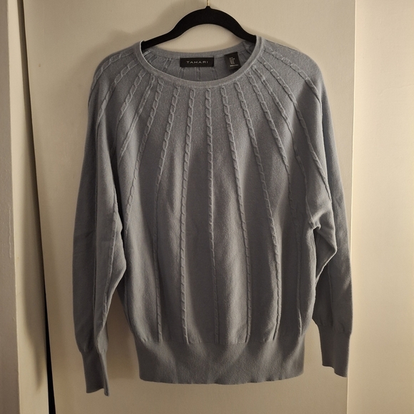 Tahari Sweaters - Tahari Women's Soft Blue Cable Knit Sweater